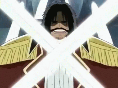 A Man With A Beard And Mustache Is Holding A Sword In Front Of His Face . GIF