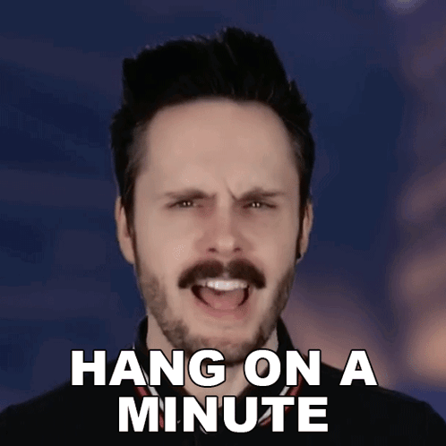 A Man With A Beard And Mustache Is Singing The Song Hang On A Minute GIF