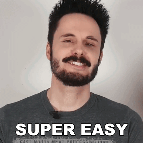 Man With Beard And Mustache Wearing Super Easy Shirt GIF
