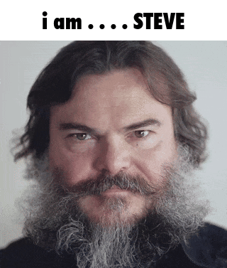 A Man With A Beard And Mustache Says Steve On The Bottom GIF