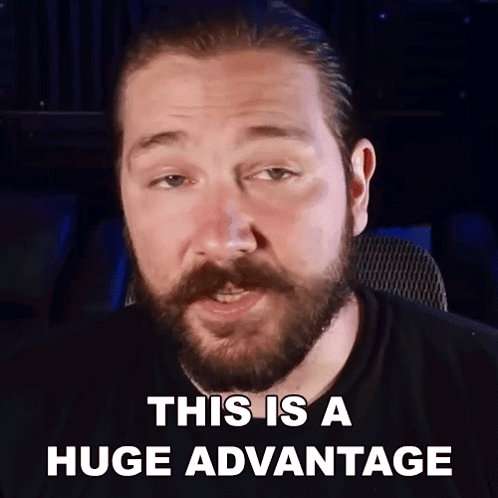 A Man With A Beard And Mustache Says " This Is A Huge Advantage " GIF
