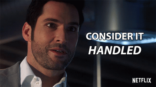 A Man With A Beard And The Words Consider It Handled Above Him GIF