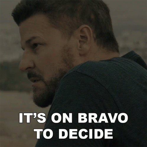 a man with a beard and the words it 's on bravo to decide