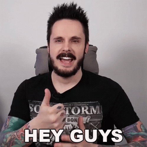 Man With Beard Giving Thumbs Up And Hey Guys Text GIF