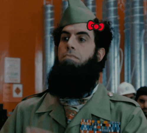 Man With Beard Wearing Hello Kitty Hat GIF