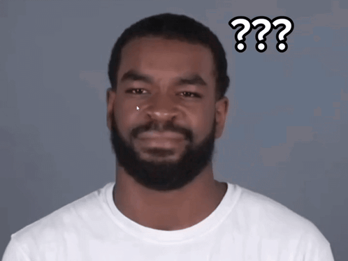 A Man With A Beard Has A Question Mark Above His Head And The Words That Makes No Sense GIF