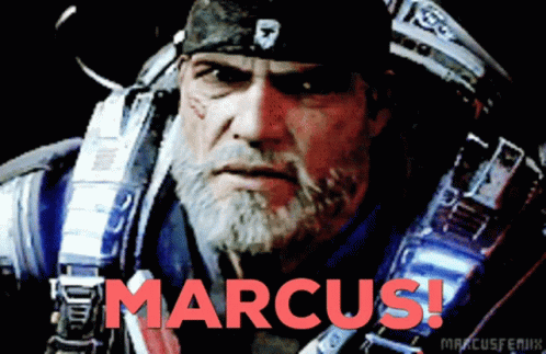 A Man With A Beard Has The Name Marcus Written In Red GIF