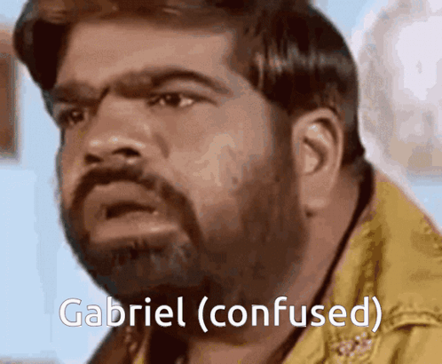 a man with a beard has the word gabriel written on his face