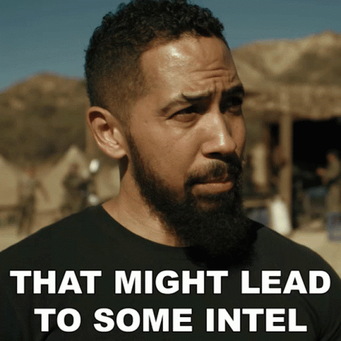 a man with a beard has the words that might lead to some intel on the bottom