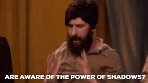 Bearded Man Asking About Power Of Shadows GIF