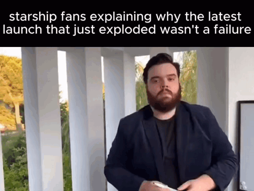 A Man With A Beard Is Explaining Why The Latest Launch That Just Exploded Was N't A Failure GIF