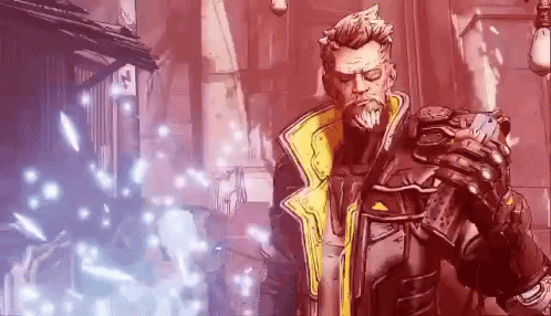 A Man With A Beard Is Holding A Gun And Smoking A Cigarette . GIF