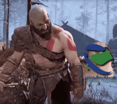 A Man With A Beard Is In A Video Game With Arabic Writing On The Bottom Left GIF