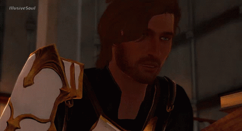 A Man With A Beard Is In A Video Game With The Name Illusive Soul At The Bottom GIF