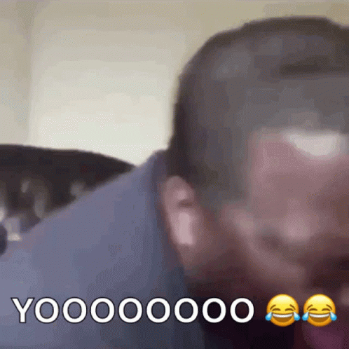 A Man With A Beard Is Laughing With Tears Coming Out Of His Eyes And The Words Yoooooo On The Bottom GIF
