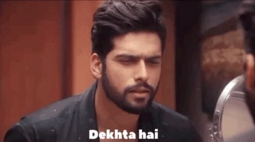 A Man With A Beard Is Looking At Himself In A Mirror And Saying Dekhta Hai . GIF