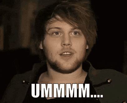 A Man With A Beard Is Making A Funny Face And Has The Word Ummm On His Face GIF