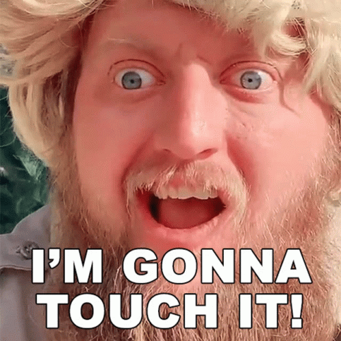 A Man With A Beard Is Making A Funny Face And Says I 'M Gonna Touch It GIF