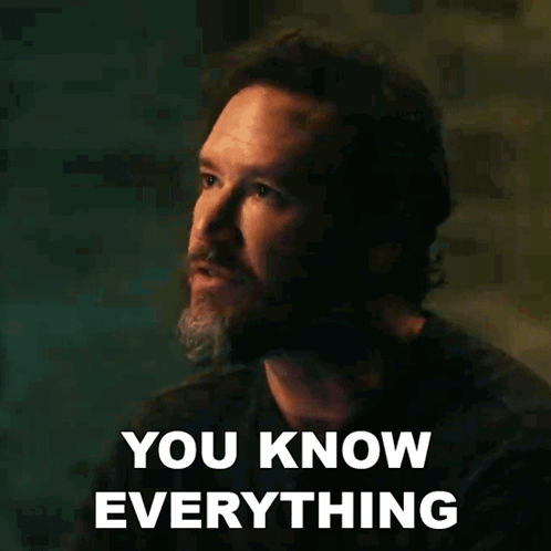 A Man With A Beard Is Making A Funny Face And Says You Know Everything . GIF