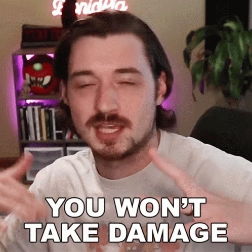 Man With Beard Making Funny Face Says You Won't Take Damage GIF