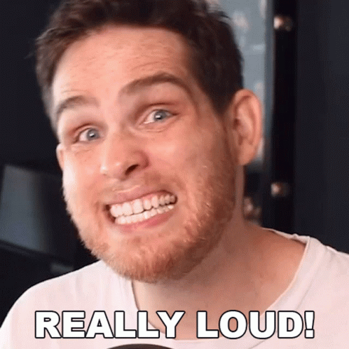 A Man With A Beard Is Making A Funny Face And The Words Really Loud Are Above Him GIF