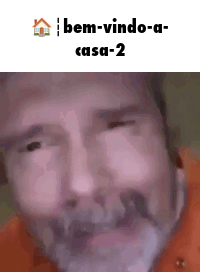 A Man With A Beard Is Making A Funny Face With The Words Bem-Vindo-A-Casa-2 Below Him GIF