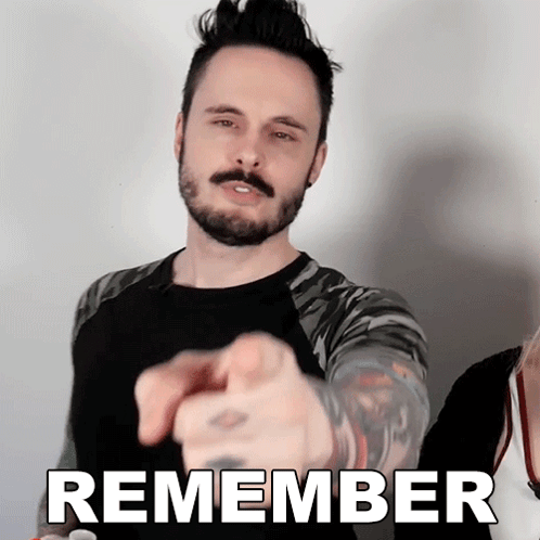 Bearded Man Pointing With Remember Text GIF