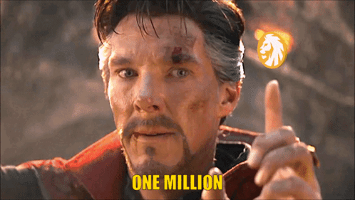 A Man With A Beard Is Pointing At The Camera With The Words One Million Written Below Him GIF