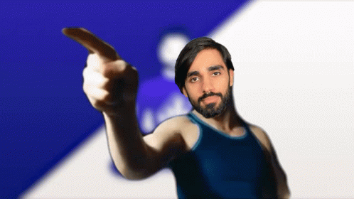 A Man With A Beard Is Pointing His Finger GIF