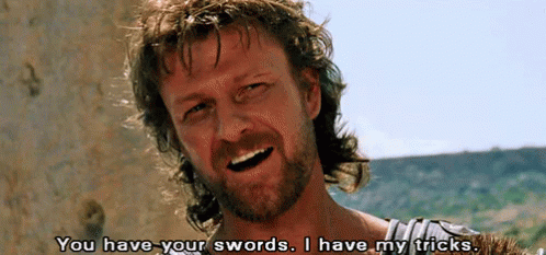 A Man With A Beard Is Saying You Have Your Swords I Have My Tricks . GIF