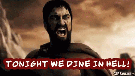 A Man With A Beard Is Screaming And Says Tonight We Dine In Hell . GIF