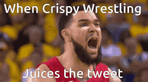 A Man With A Beard Is Screaming With The Words When Crispy Wrestling Juices The Tweet Below Him GIF
