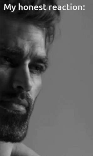 A Man With A Beard Is Shown In A Black And White Photo With The Caption " My Honest Reaction " GIF