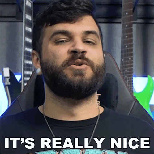 A Man With A Beard Is Sitting In A Chair And Says It 'S Really Nice GIF