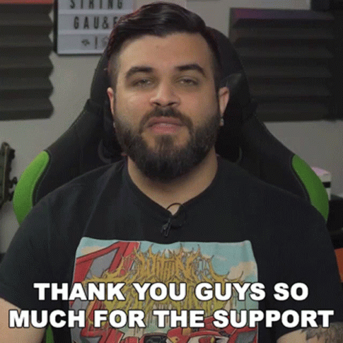 A Man With A Beard Is Sitting In A Chair And Says Thank You Guys So Much For The Support GIF