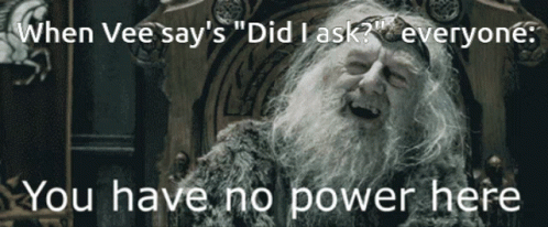 A Man With A Beard Is Sitting In A Chair With The Words " When Vee Says " Did I Ask " GIF