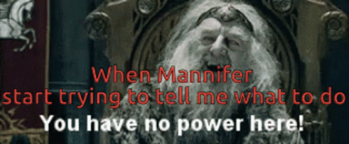 A Man With A Beard Is Sitting In A Chair With The Words " You Have No Power Here " Written Below Him GIF