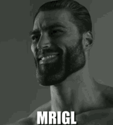 A Man With A Beard Is Smiling In A Black And White Photo With The Words `` Mrigl '' . GIF