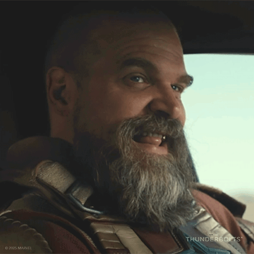 Bearded Man Smiling In Thunderbolts Photo GIF