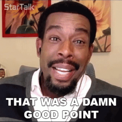 A Man With A Beard Is Smiling With The Words That Was A Damn Good Point Behind Him GIF