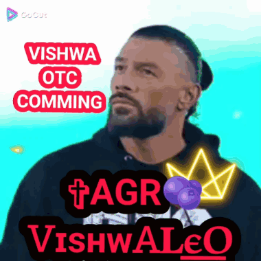 A Man With A Beard Is Standing In Front Of A Sign That Says ' Vishwa Otc Comming ' GIF