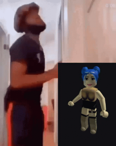 Man With Beard Next To Woman With Blue Hair GIF