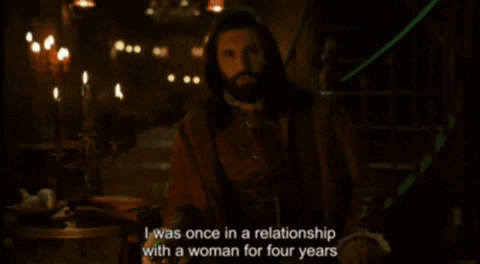A Man With A Beard Is Talking About His Relationship With A Woman For Four Years GIF