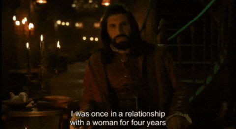 A Man With A Beard Is Talking About His Relationship With A Woman For Four Years GIF