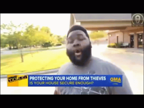 A Man With A Beard Is Talking About Protecting His Home From Thieves On Gma GIF