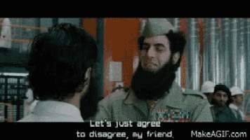 Bearded Man Talking To Another With Just Agree To Disagree GIF