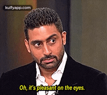 A Man With A Beard Is Talking To Someone And Says `` Oh , It 'S Pleasant On The Eyes . '' GIF