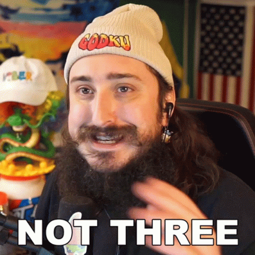 A Man With A Beard Is Wearing A Beanie That Says Godku On It GIF