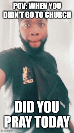 A Man With A Beard Is Wearing A Black Shirt That Says " Did You Pray Today " On It GIF