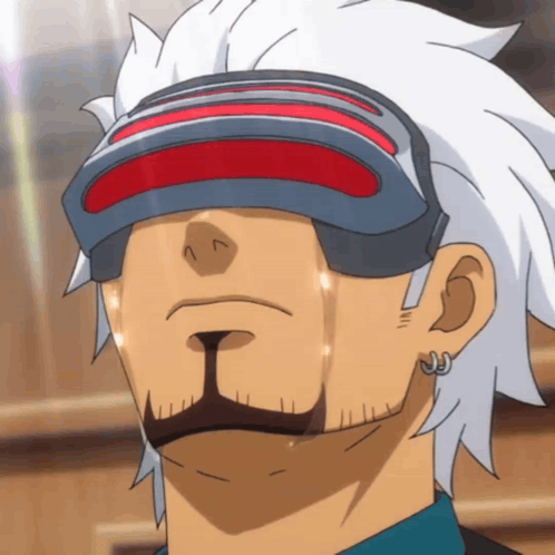 A Man With A Beard Is Wearing A Futuristic Headset GIF